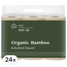 가치생활 오가닉 대나무 키친타올 천연펄프 롤형, 24개, 150매