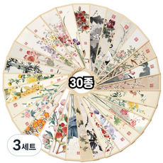 알리오마켓 동양화 수묵화 종이 북마크 책갈피 세트, 3세트, 혼합 30종