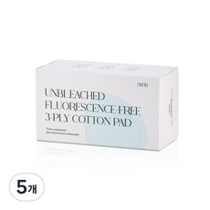 트루비 무표백 무형광 순면 3겹 화장솜, 5개, 80매입