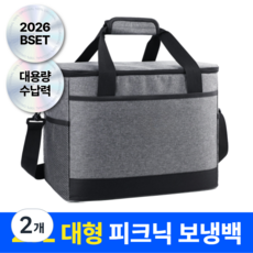아이셀로 피크닉 캠핑 보온 보냉백, 2개, 그레이 2개, 그레이