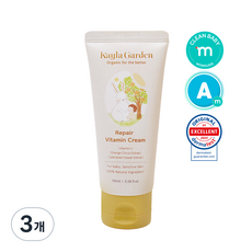 케일라가든 리페어 비타민 크림 (진정 보습 저자극 자극완화 유기농 수분장벽 아기크림), 3개, 100ml