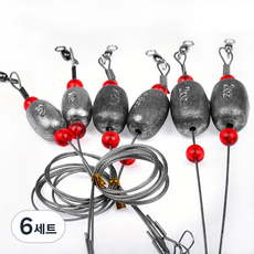Hqzoomee낚시 봉돌 세트 고중량 회전 낚시용 강철 와이어 리더와 알 모양 싱커 제공 민물과 염수 낚시에 적합합니다PZDZ6PCS1OZ, 6세트, 6개입
