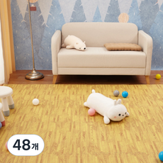 홈앤힐링 소음방지 조각매트 바닥 미끄럼방지 퍼즐매트 인테리어형, 48개, 우드 연브라운