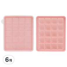 네오실리 국산 프리미엄 실리콘 얼음틀 다진마늘 이유식 냉동틀, 6개, 피치핑크