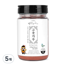방앗간아이 국산 비건고춧가루 HACCP 용기포장 고운입자, 5개, 100g