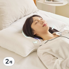 고이고이 아늑단잠 경추베개 목디스크베개 일자목베개 낮은베개, 2개, 화이트