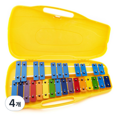 명창 공명 실로폰 27키(연분홍) 박스형 무지개 칼라음판 [실.채포함], 27판, 옐로우, 4개