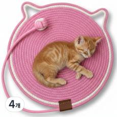 바람펫 고양이 장난감 스크래쳐 러그 매트, 4개, 핑크