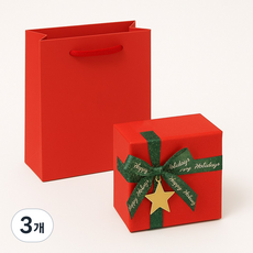 제로리빙 선물 포장 박스 + 쇼핑백, 3개, 크리스마스
