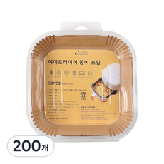에어프라이어 종이호일 일회용 기름흡수 종이주방용기름종이 튀김방지 시트, 200개, 1개, 20cm