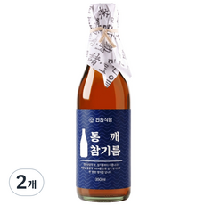 [참기름 특가] 연안식당 저온압착 참기름 통참깨 참기름100%, 2개, 350ml