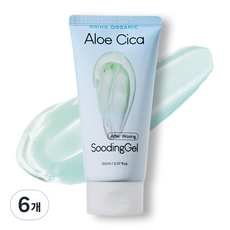 브링오가닉 알로에 시카 수딩젤 애프터 왁싱 후 관리 인그로운 헤어 케어 제거 브라질리언 다리 제모 면도, 150ml, 6개
