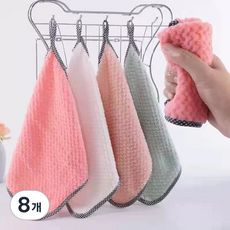 으로마켓 극세사 빠른흡수 향균 주방행주, 8개, 코랄색