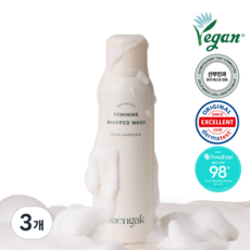 이너생각 밸런싱 페미닌 휩드워시 유산균 함유 여성청결제 180ml, 3개