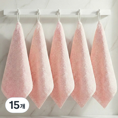 쉬라즈리빙 더소프트 40수 코마사 고리 핸드타월 65g, 15개, 라이트핑크