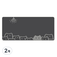 게이밍 장패드 고양이 캐릭터 마우스패드 방수코팅 400X900X3MM, 2개, 그레이