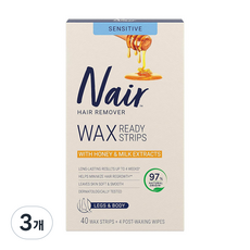 네어 민감성용 바디제모 왁스스트립 (허니&밀크), 3개