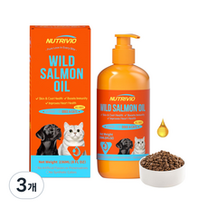 Nutrivio 강아지 영양제 알래스카 내추럴 노견 소형견 종합 대용량 연어오일 영양제, 3개, 오메가3, 236ml 3개, 오메가3, 236ml