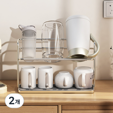우이지아 스텐 논슬립 실리콘 컵걸이 건조대 2단 거치대, 2개
