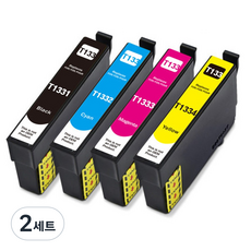 훼이머스잉크 엡손 T133 호환잉크 T12 T122 TX120 TX130 T133170, 검정+파랑+빨강+노랑, 2세트