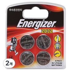 일반 건전지 코인셀 리튬 CR-2032 3V 팩 4개입, 2개