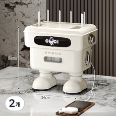 공유기 셋톱박스 정리함 로봇형! 다용도 수납함, 크림(34*21*32), 2개