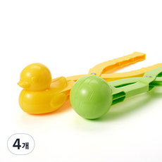 나인플로우 대형 38cm 스노우볼 메이커 세트 8종 (엠플로우 3세 이상 KC 인증 제품) 눈놀이 모래놀이 눈오리 집게, 오리+축구공 2종 세트, 4개, 혼합색상, 200g