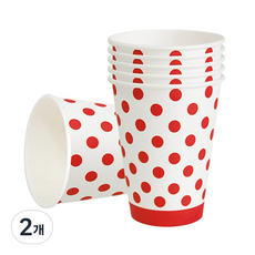 피플스파티 파티컵 240ml 라인도트 18P, 2개, 레드