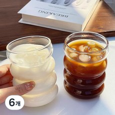탱이하우스 카페 내열유리 컵, 애벌레컵 300ml, 6개