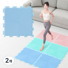 메디아나 프리미엄 논슬립 무독성 실리콘 소재 퍼즐형 발 지압매트, 블루, 2개