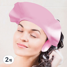 일상팡팡 둘레조절 성인 샴푸캡, 핑크, 2개