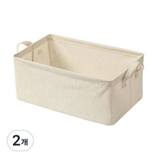 패브릭 접이식 수납함 다용도 정리함, 아이보리, 2개