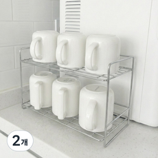 풀라이프 스텐 304 2단 컵건조대, 2개, 실버