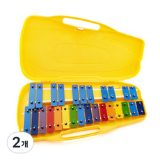 명창 실버스타 공명 실로폰 27키 레인보우건반 (음계스티커 실로폰채포함) 박스포장제품, 2개, 노란색, 27판