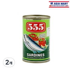 555 정어리 토마토 소스 통조림 155g 필리핀 생선, 2개