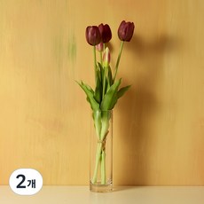 리본리에 망고 튤립 조화, 자주, 2개
