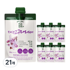 한손한끼 플러스 단백질 쉐이크 저당 고단백 자색고구마라떼맛, 21개, 60g