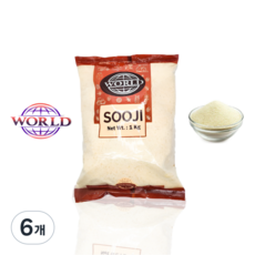 World Sooji Semolina 월드 수지 세몰리나 밀가루, 6개, 1kg