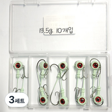 야광 지그헤드 트레블훅 루어낚시, 3세트, 10개입