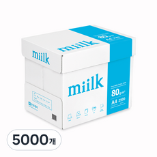 miilk 한국제지 복사용지 80g, A4, 5000매 A4, 5000매