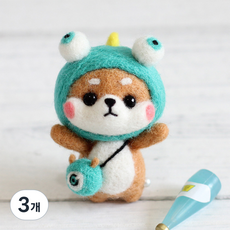 양모펠트 DIY키트 니들펠트 인형 공예 만들기 애착인형, 09_몬스터시바, 3개
