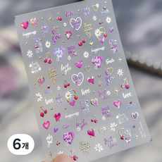 네일스토어 네일스티커-684 하트 체리 데이지 to5538_D773, 6개, 1.to5538_D773