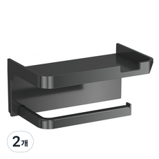 모아룸 휴지걸이 무타공 핸드폰 거치대, 2개, 블랙