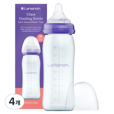 란시노 유리젖병 신생아 아기 배앓이 방지, 단품, 240ml, 4개