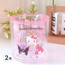 문구보따리 산리오 회전 연필꽂이 펜꽂이, 2개, 쿠로미+마이멜로디+헬로키티