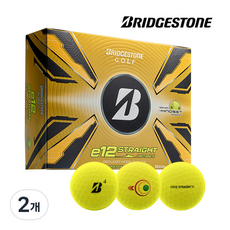 [브리지스톤] 신상품 E12 Straight Ditance 3피스 골프공, 옐로우 무광, 12개입, 2개