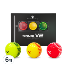 지아이골프 시그널 V2 비거리 향상 퍼팅라인 고반발 소프트 2피스 골프공, 6개, 12개입, 신호등