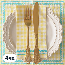 오릴리 바닐라 스카이 접대용 체크 무늬 냅킨, 4세트, 20개입, S 25cm (3겹)
