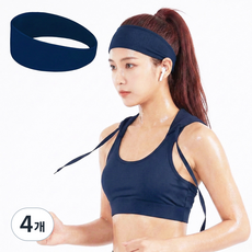 루텐픽 넓고흡수빠른 스포츠 헤어밴드 운동 러닝 헬스 남성 여성 공용 머리밴드 넓은 머리띠, 4개, 메쉬네이비