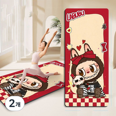 FATTYS 라부부 키티 캐릭터 카펫 침대 러그 운동 요가 매트, 2개, 라부부4